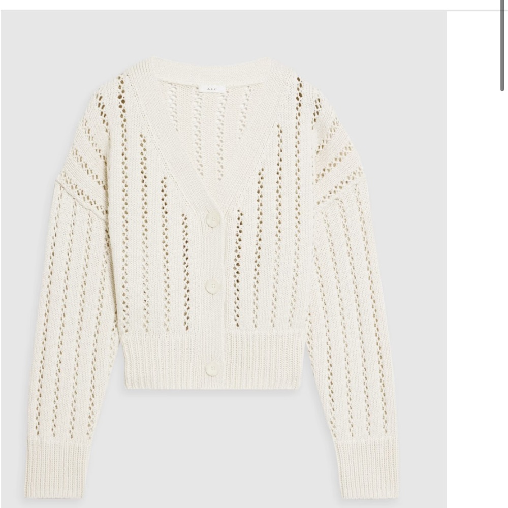 ALC Cream Cardigan with Open-Knit Design